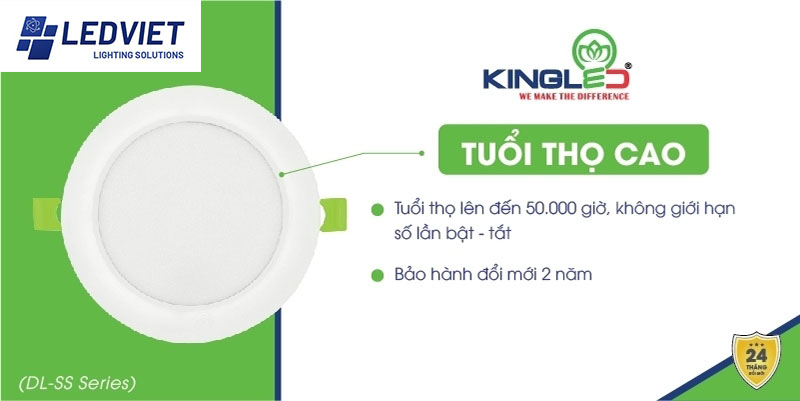 Đèn âm trần Kingled tuổi thọ cao