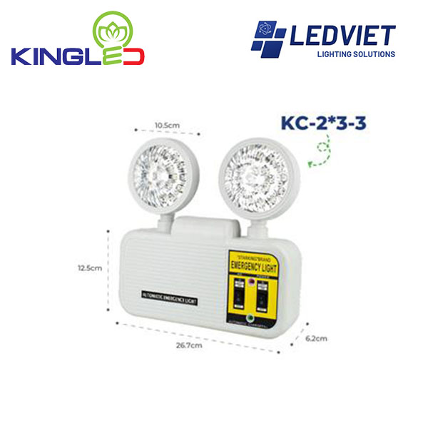 Đèn Khẩn Cấp KingLed 3w KC-2*3-3 2 Đèn chiếu sáng sự cố Mắt ếch Kingled
