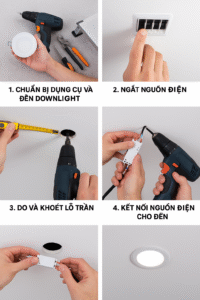 quy trình lắp đặt đèn downlight